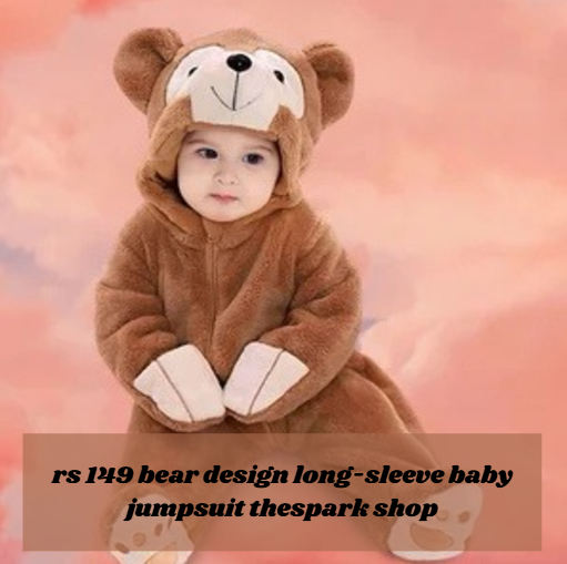 rs 149 bear design long-sleeve baby jumpsuit thespark shop